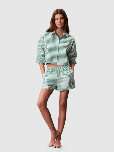 Cal��es Calvin Klein Mulher Poplin Track Short