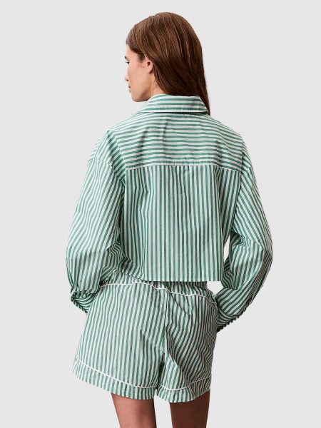 Camisa Calvin Klein Mulher Cropped Poplin Shirt Camisa Calvin Klein Mulher Cropped Poplin Shirt