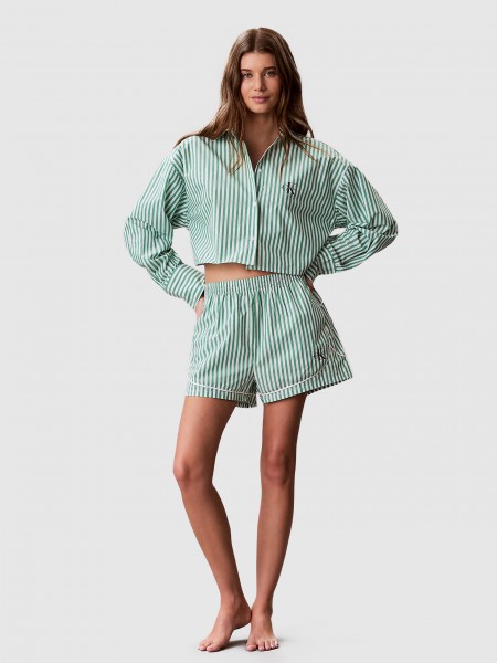 Camisa Calvin Klein Mulher Cropped Poplin Shirt Camisa Calvin Klein Mulher Cropped Poplin Shirt