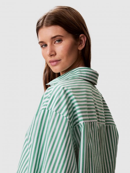 Camisa Calvin Klein Mulher Cropped Poplin Shirt Camisa Calvin Klein Mulher Cropped Poplin Shirt