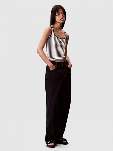 Top Calvin Klein Mulher Striped Monologo Scoop Nk Rib Ta Top Calvin Klein Mulher Striped Monologo Scoop Nk Rib Ta