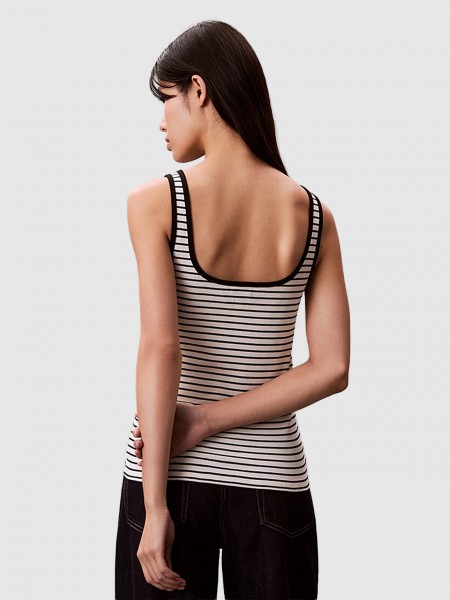 Top Calvin Klein Mulher Striped Monologo Scoop Nk Rib Ta Top Calvin Klein Mulher Striped Monologo Scoop Nk Rib Ta