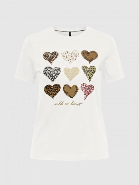 T-Shirt Only Mulher Onlfreeze Life S/s Heart Tee Box Jrs