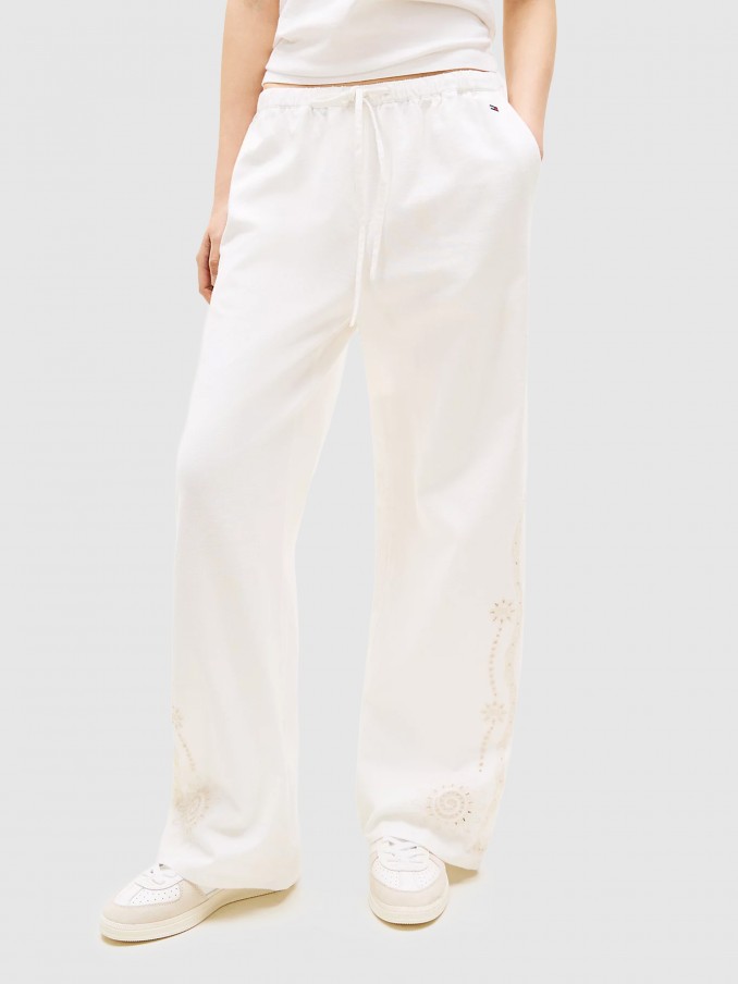 Pantalones Mujer Blanco Tommy Jeans