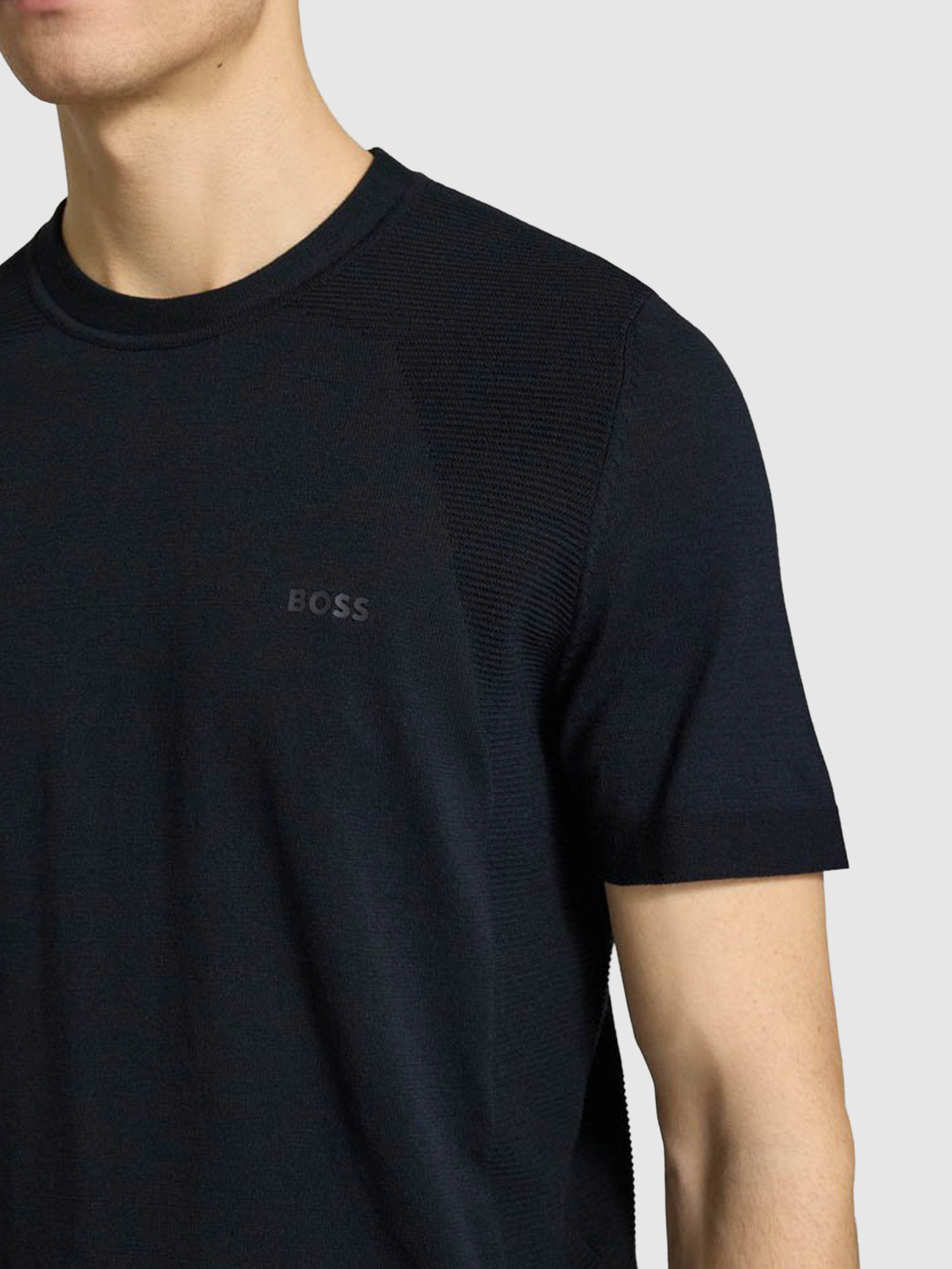 T-Shirt Man Navy Blue Boss - Orange