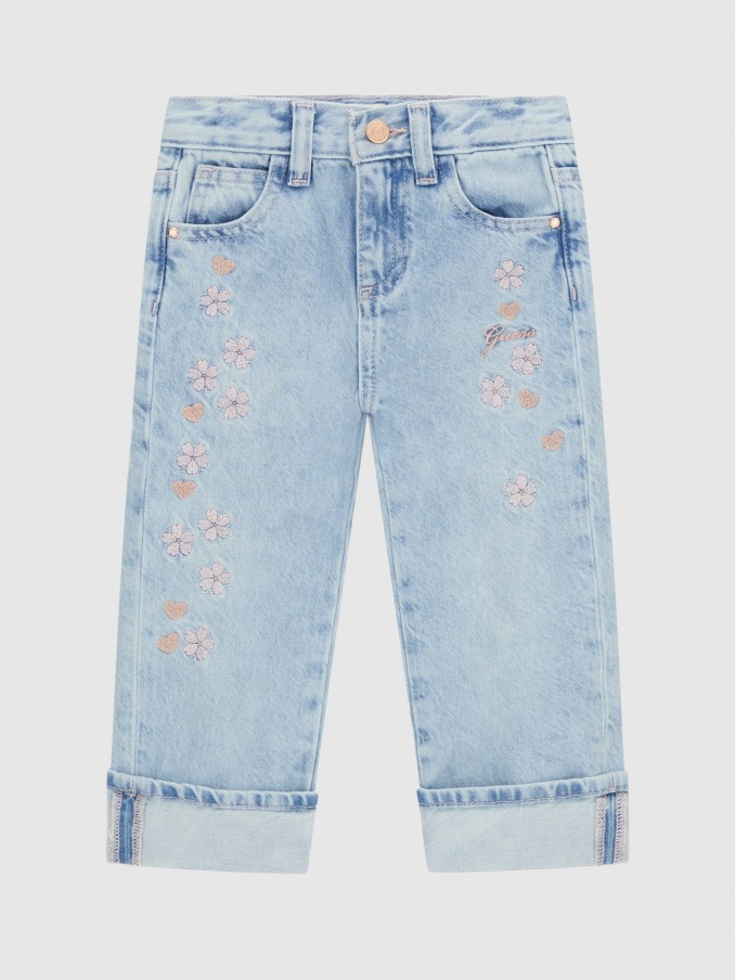 Calças Guess Menina Palazzo Rgd Dnm Pants W/embroi