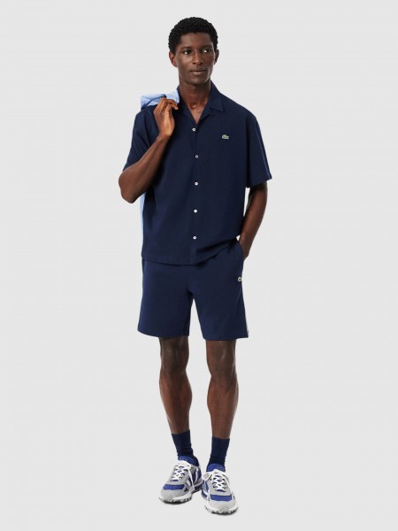 Cal��es Lacoste Homem Lacoste Striped Band Fleece Shorts