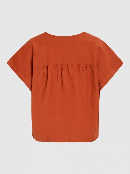 T-Shirt Vila Mulher Viprisilla V-Neck Ss Top Vol
