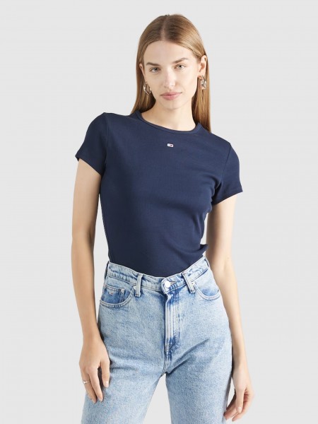 T-Shirt Tommy Jeans Mulher Tjw Slim Essential Rib Ss Ext