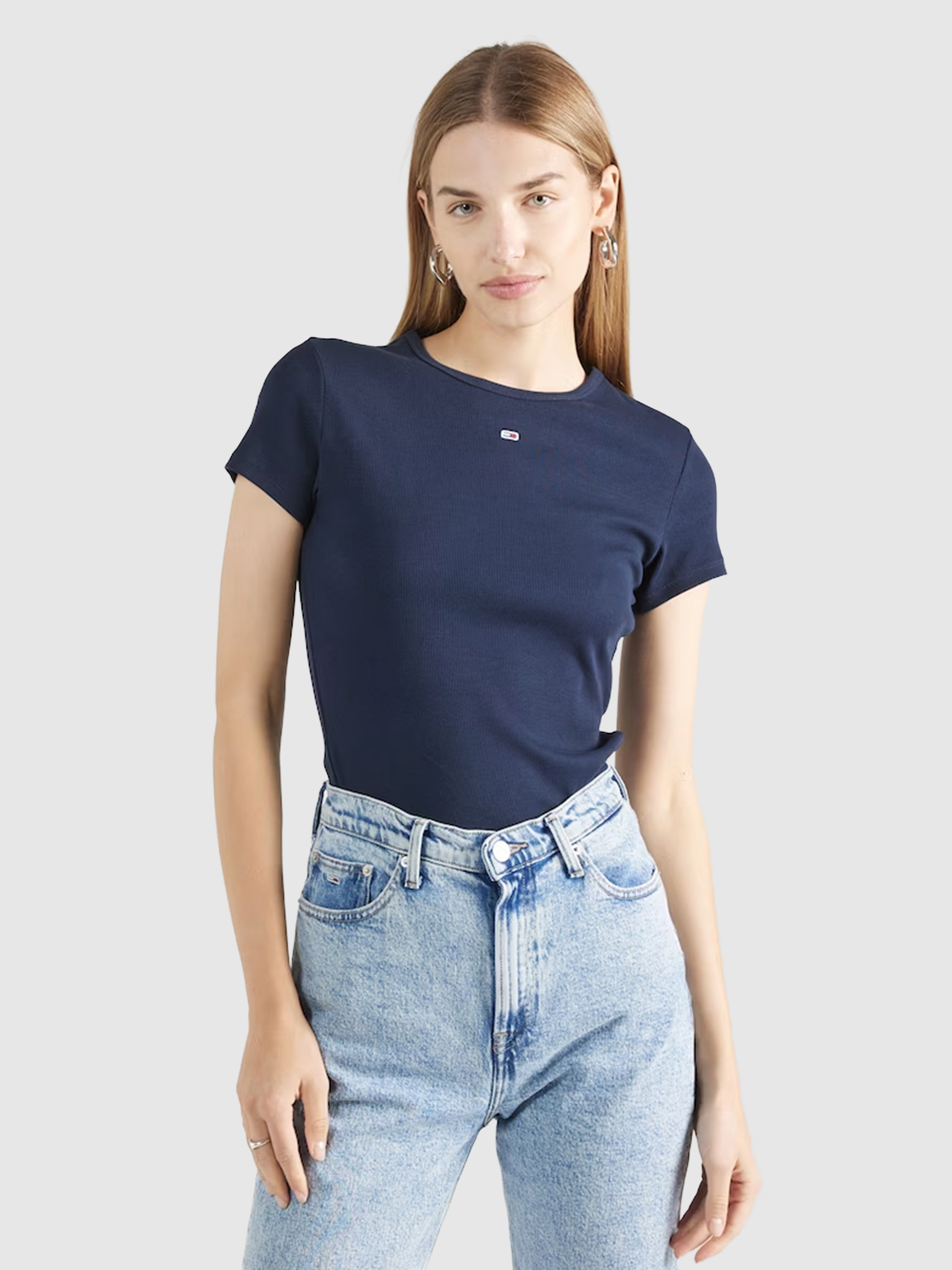 T-Shirt Tommy Jeans Mulher Tjw Slim Essential Rib Ss Ext