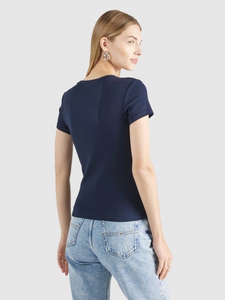 T-Shirt Tommy Jeans Mulher Tjw Slim Essential Rib Ss Ext