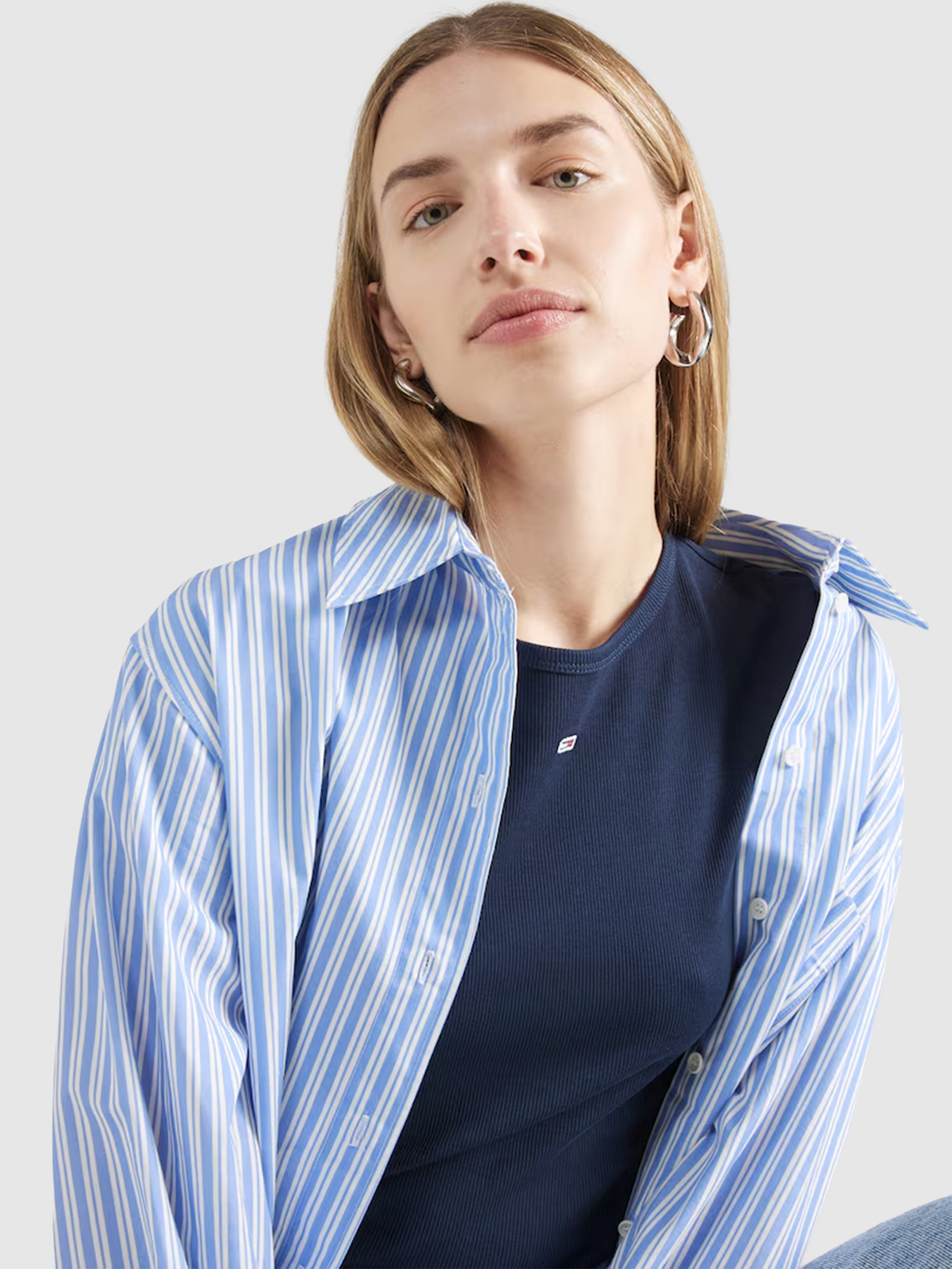 T-Shirt Tommy Jeans Mulher Tjw Slim Essential Rib Ss Ext