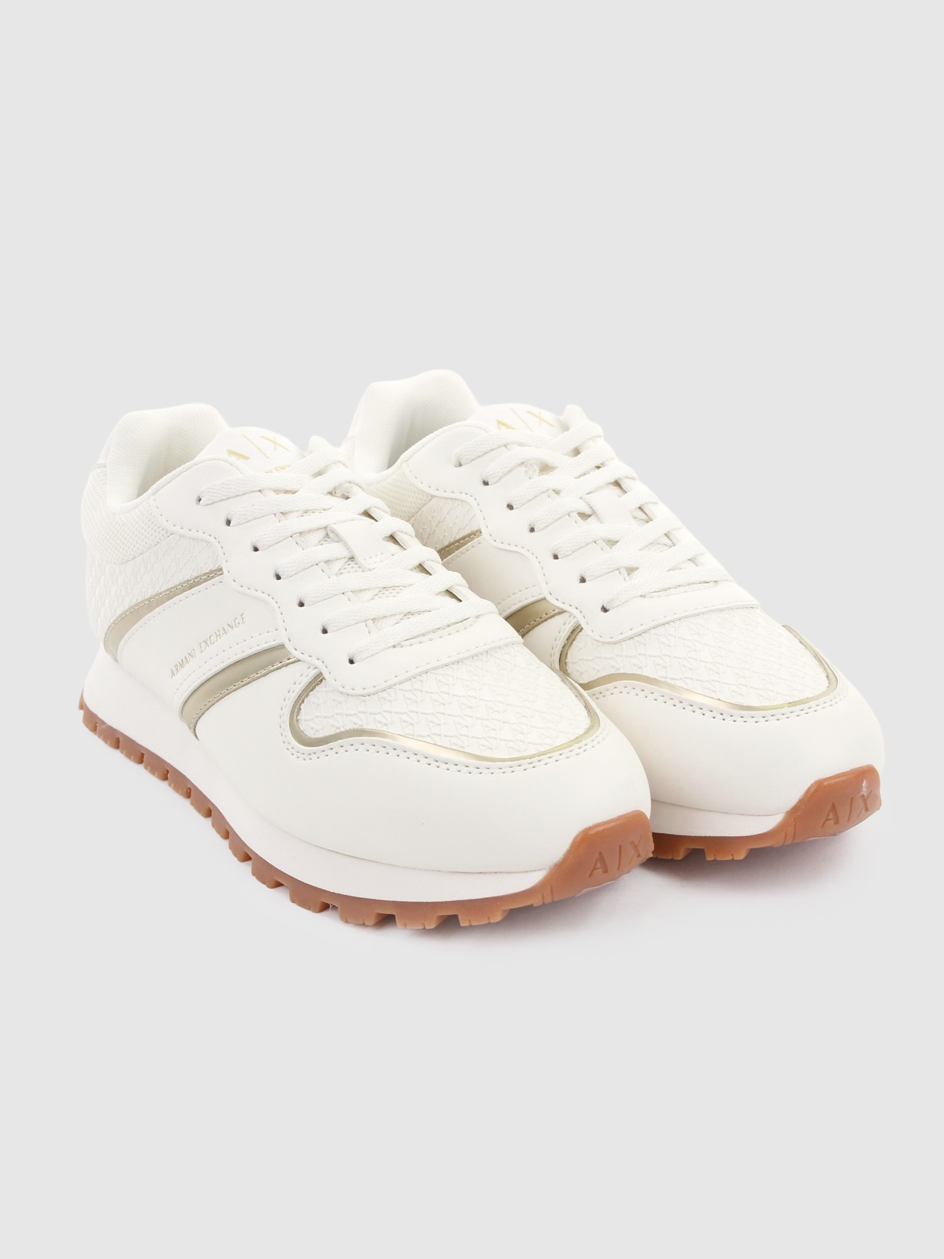 Sapatilha Armani Exchange Mulher Sneaker Drop Calf Pu+All-Over Logo+Mesh