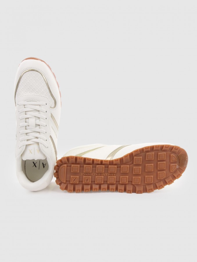Sapatilha Armani Exchange Mulher Sneaker Drop Calf Pu+All-Over Logo+Mesh