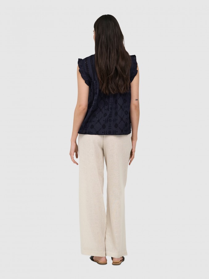 Pantalones Mujer Crema Only