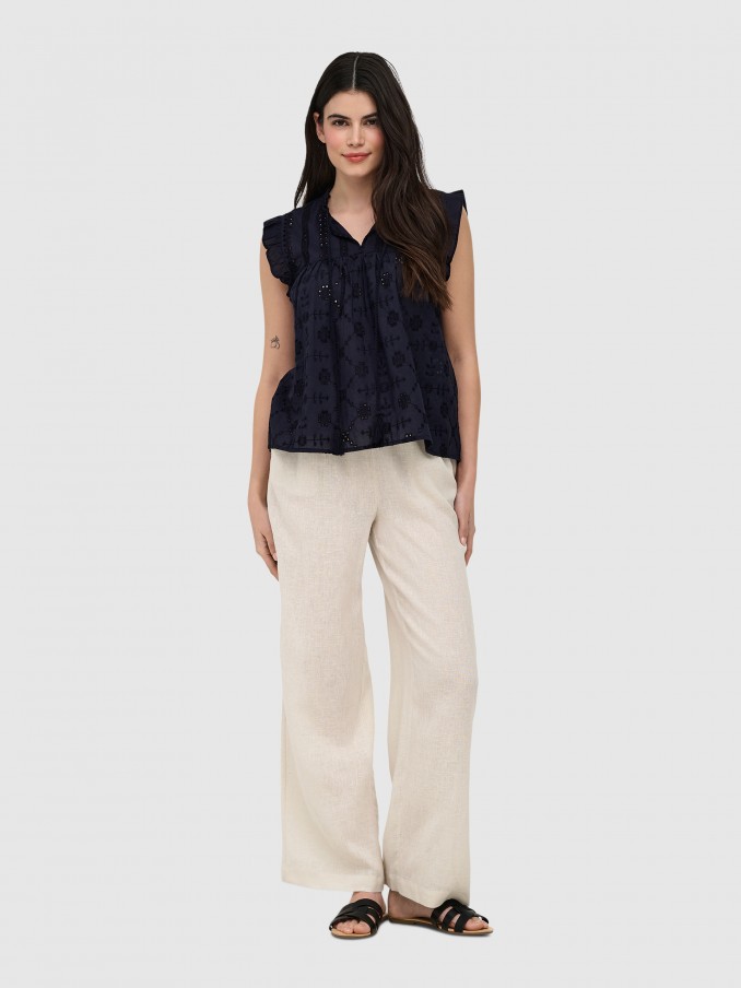 Pantalones Mujer Crema Only