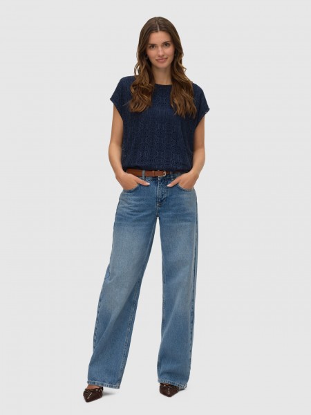 Camiseta Mujer Azul Marino Vero Moda