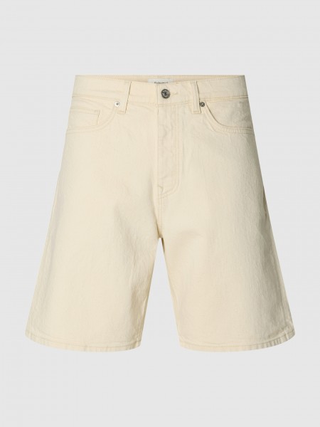 Cal��es Selected Homem Slhreg Alex Ecru 704 Denim Short Noos