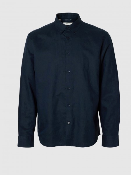 Shirt Man Navy Blue Selected