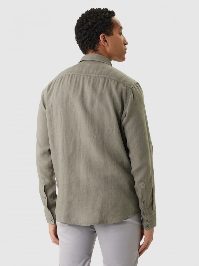 Shirt Man Dark Green Boss - Orange