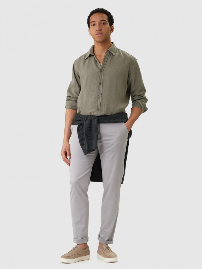 Shirt Man Dark Green Boss - Orange