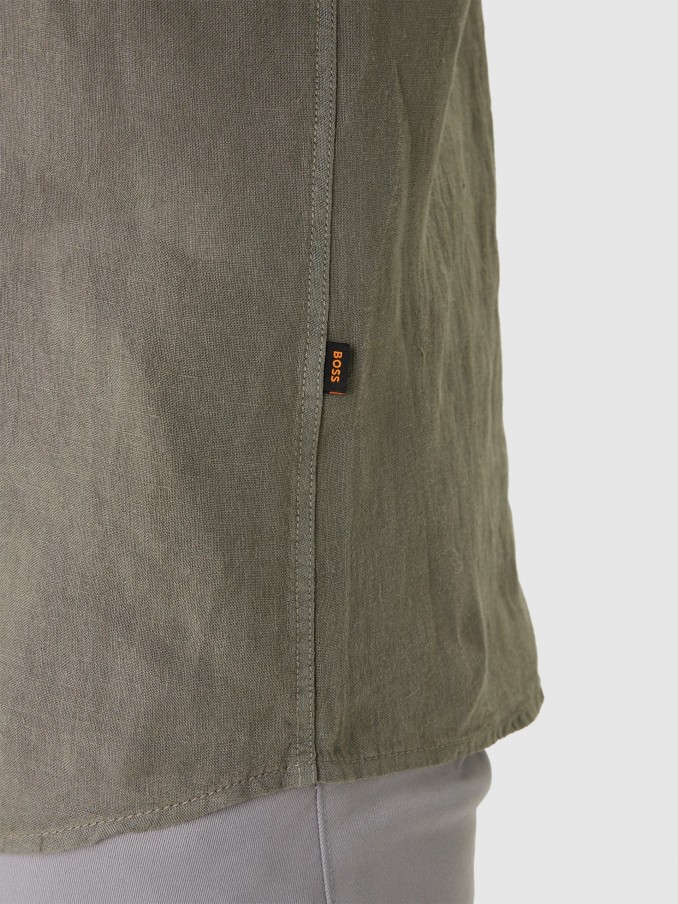 Shirt Man Dark Green Boss - Orange
