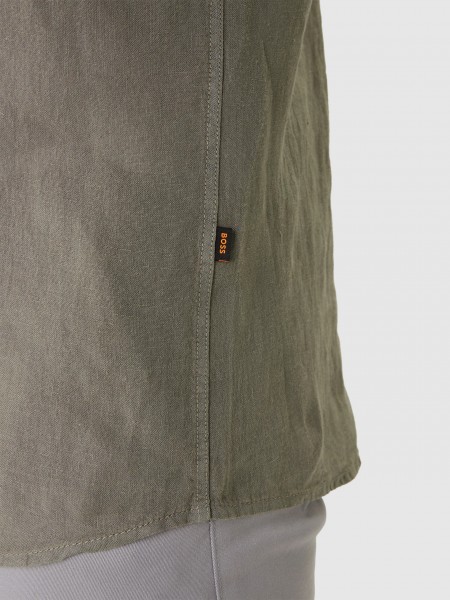 Shirt Man Dark Green Boss - Orange