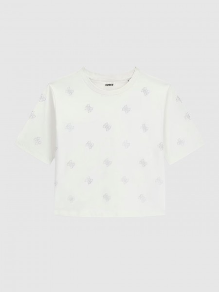 T-Shirt Guess Mulher Silvy 4G Ss Cn T-Shirt