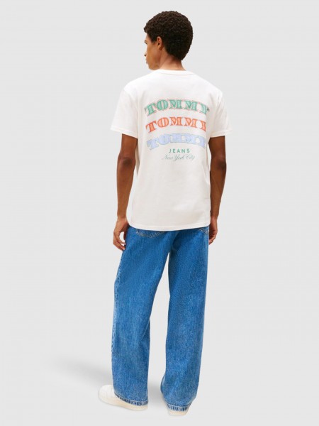 T-Shirt Tommy Jeans Homem Tjm Reg Dollar Stack Ss T