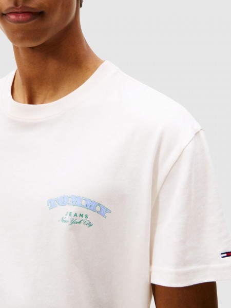 T-Shirt Tommy Jeans Homem Tjm Reg Dollar Stack Ss T