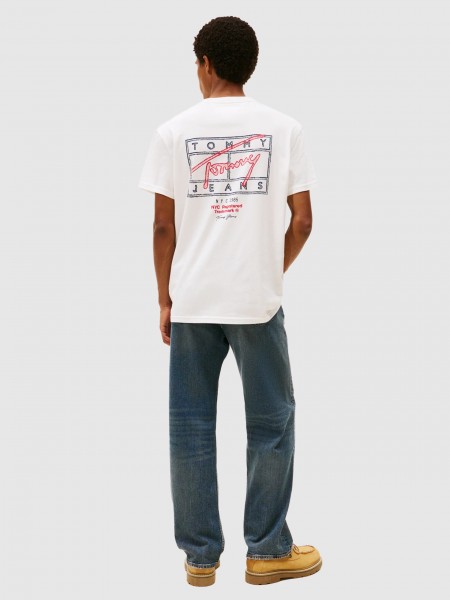 T-Shirt Tommy Jeans Homem Tjm Reg Sign Spray Ss T Ext