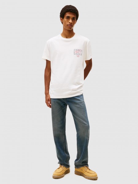 T-Shirt Tommy Jeans Homem Tjm Reg Sign Spray Ss T Ext