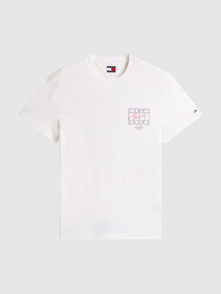 T-Shirt Tommy Jeans Homem Tjm Reg Sign Spray Ss T Ext