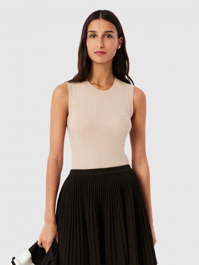 Blusa Mujer Beige Lacoste