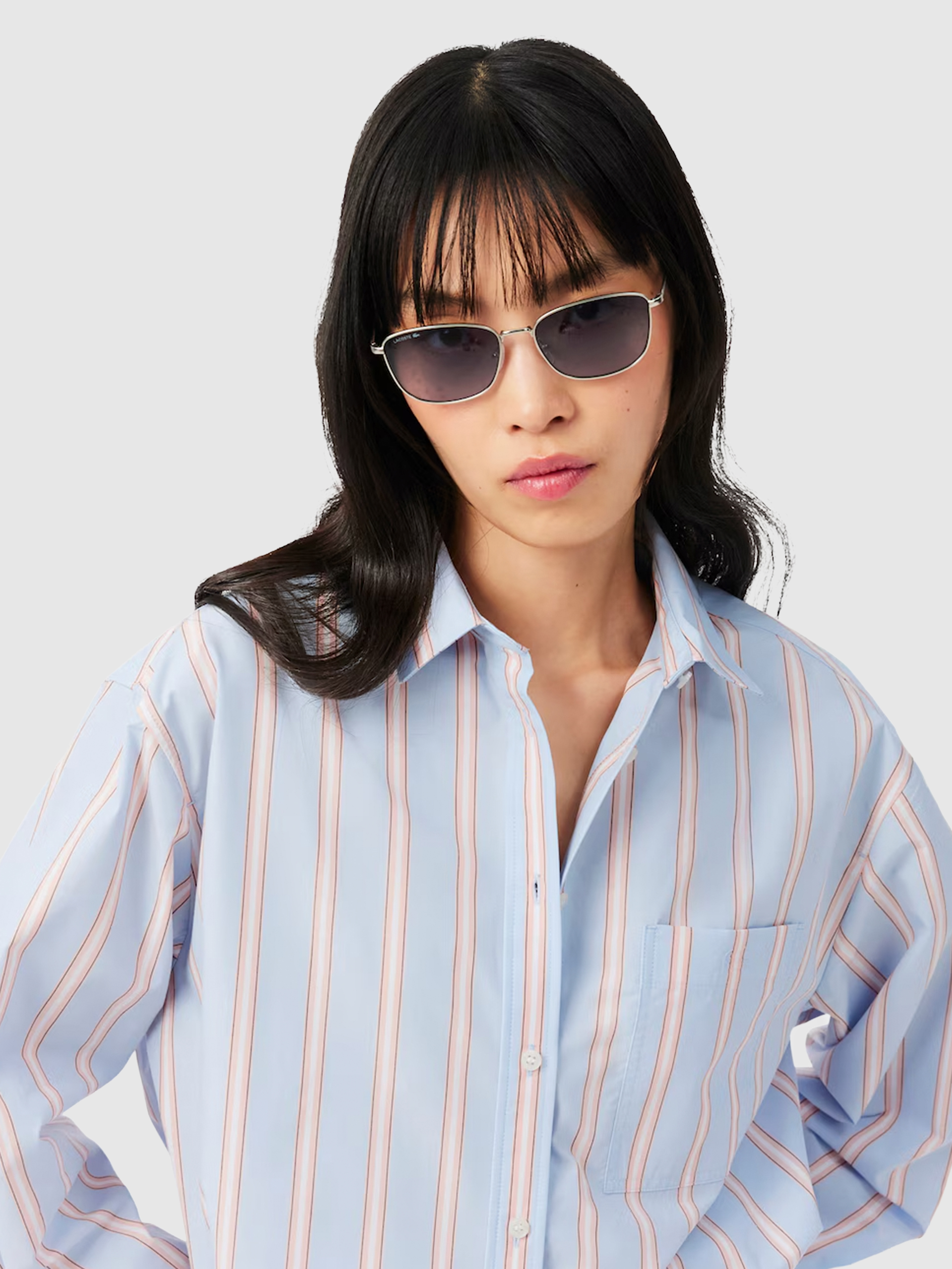 Camisa Lacoste Mulher Popelina de Algodão Oversized