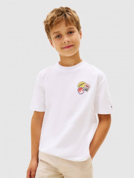 T-Shirt Tommy Hilfiger Menino Sticker Print Graphic T-Shirt