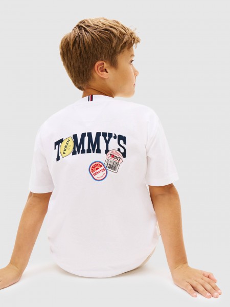 T-Shirt Tommy Hilfiger Menino Sticker Print Graphic T-Shirt