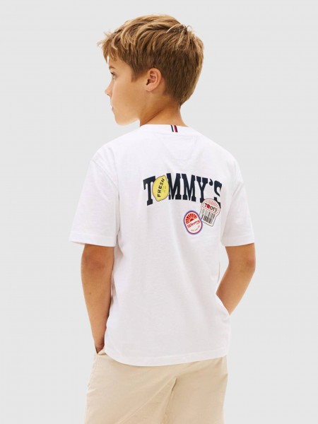 T-Shirt Tommy Hilfiger Menino Sticker Print Graphic T-Shirt