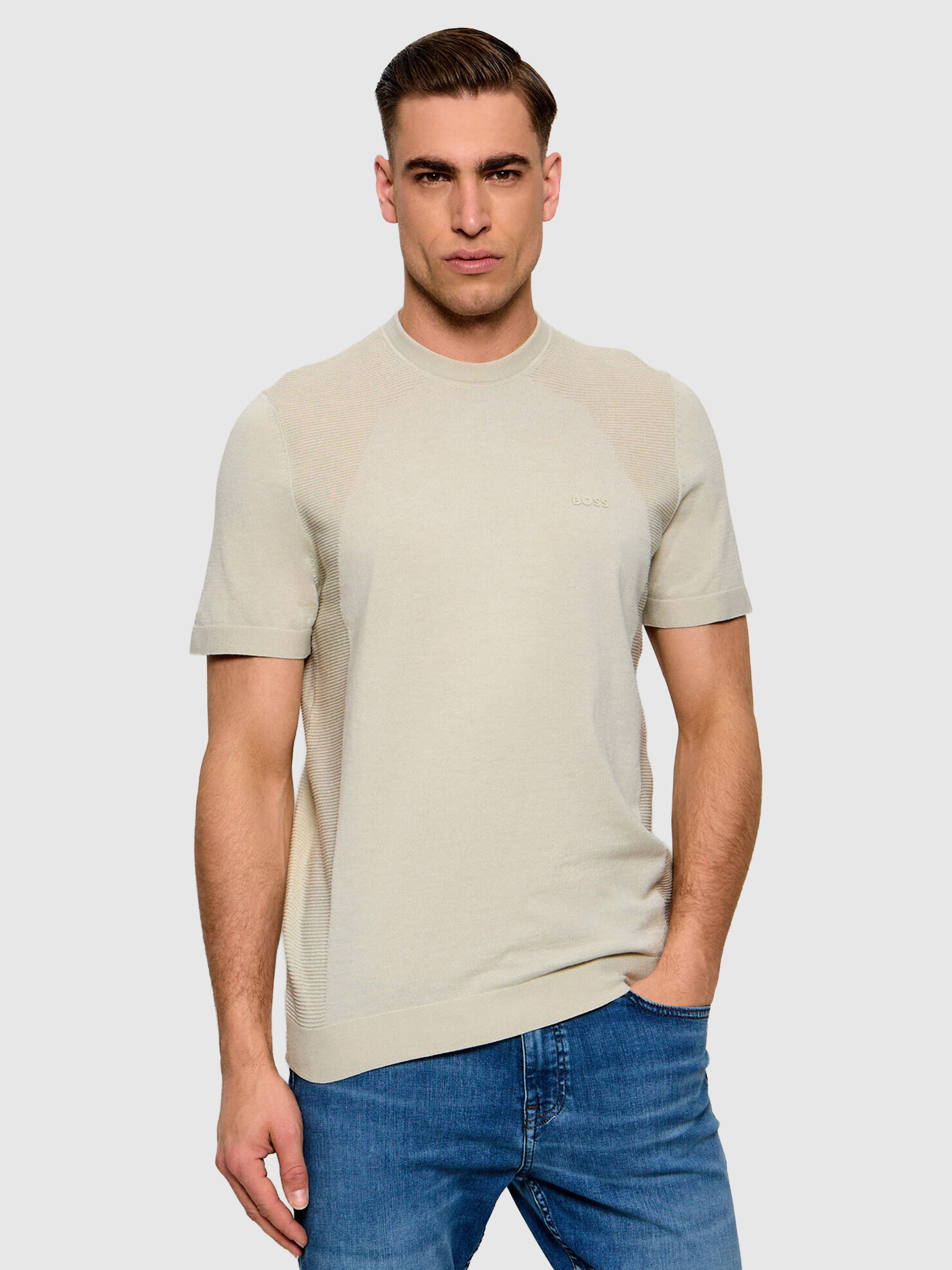 T-Shirt Man Beige Boss - Orange