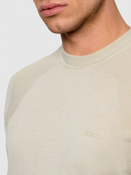 T-Shirt Man Beige Boss - Orange
