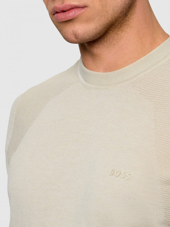 T-Shirt Man Beige Boss - Orange