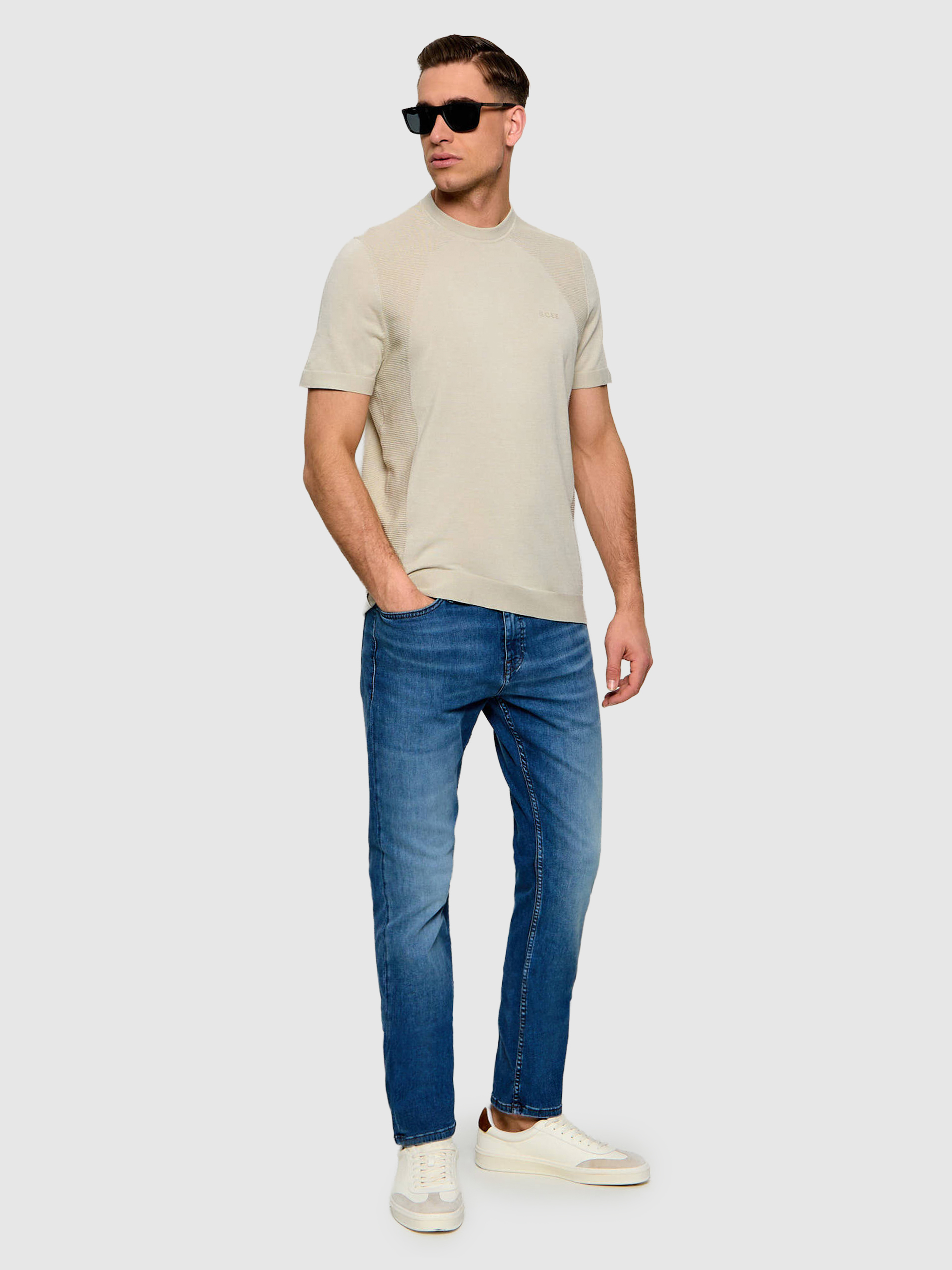 T-Shirt Man Beige Boss - Orange