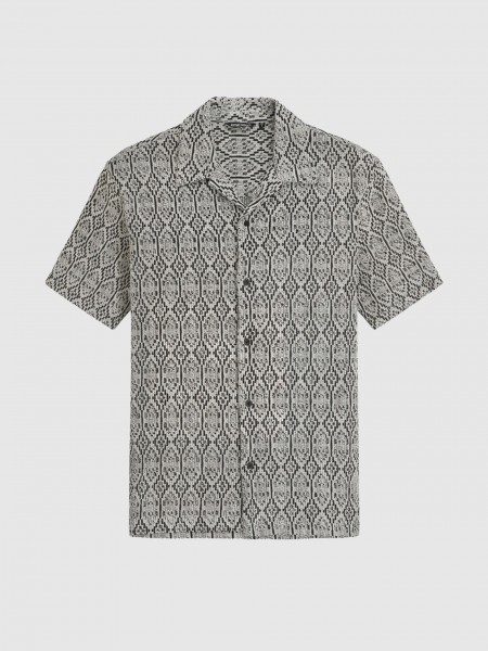 Camisa  Antony Morato Homem Shirt Relaxed Fit In Jacquard Cotton Blend Fabric With Logoed Metal Badg