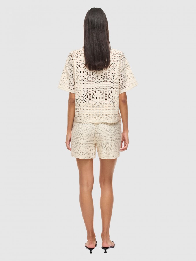 Pantalones Cortos Mujer Crema Vila