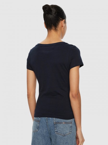 T-Shirt Tommy Jeans Mulher Tjw Slim V-Neck Tee