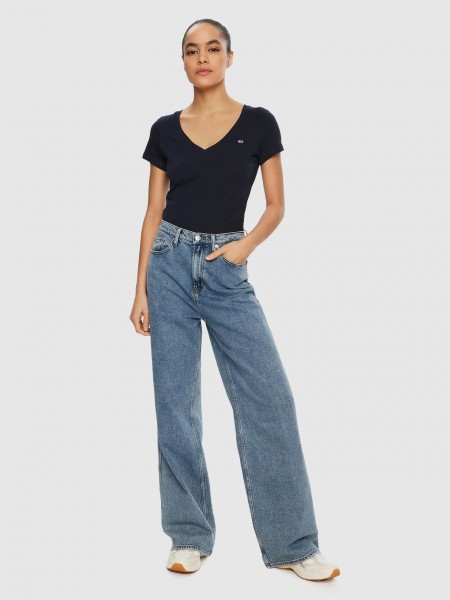 T-Shirt Tommy Jeans Mulher Tjw Slim V-Neck Tee