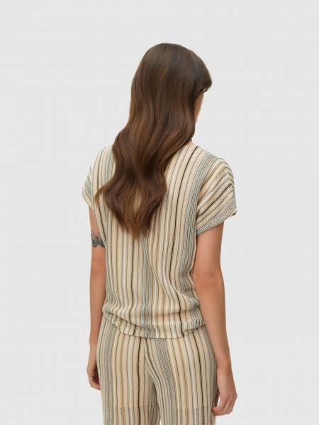 T-Shirt Vero Moda Mulher Vmdemi Ss V-Neck Top Jrs Ga