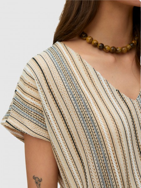 T-Shirt Vero Moda Mulher Vmdemi Ss V-Neck Top Jrs Ga