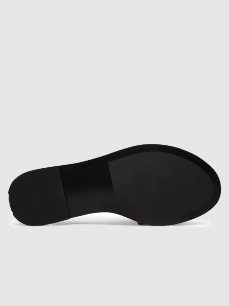 Chinelo Mulher Calvin Klein Round Flat Sndl Lth Bar Hw 2