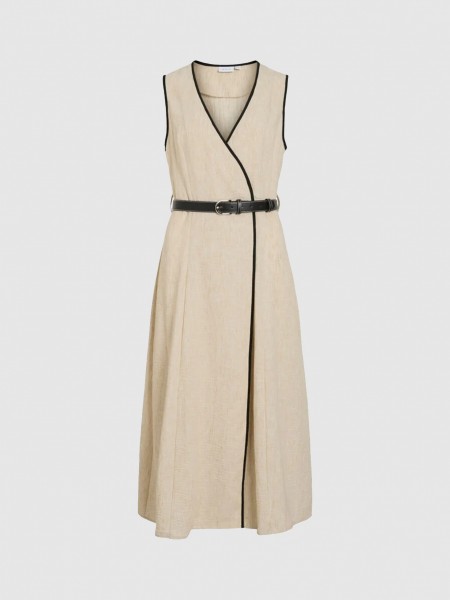 Vestido Vila Mulher Vijasmine S/l Midi Dress/ls